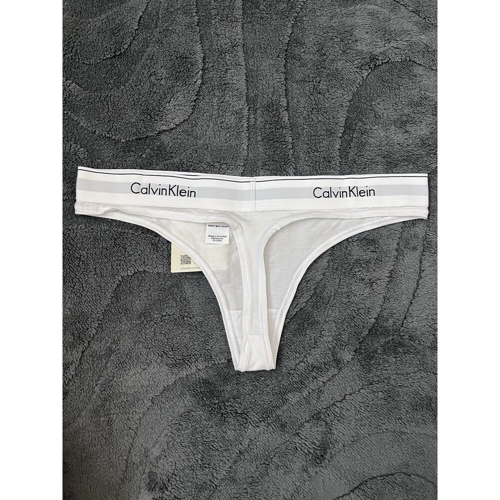 NEW Calvin Klein Cotton Thong Underwear Size Large White - Picture 2 of 4